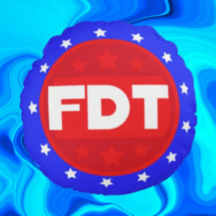 FDT 赤、白、青の丸いステートメント枕 ラウンドクッション