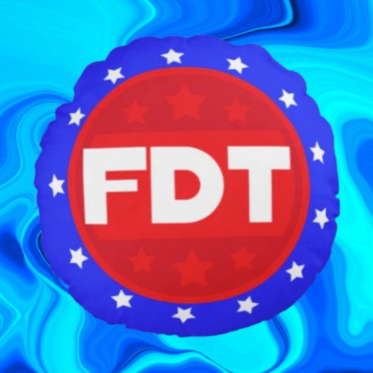 FDT | 赤、白、青の丸いステートメント枕 ラウンドクッション
