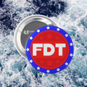 FDT 赤、白、青の抗議ボタン 缶バッジ