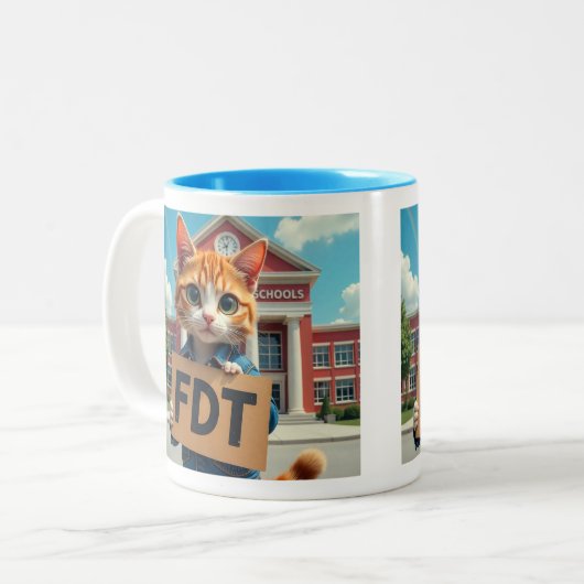 FDT Catと学校先生 ツートーンマグカップ (正面左)