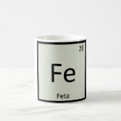 Fe - フェタチーズ 化学元素記号 パロディ コーヒーマグカップ (中央)