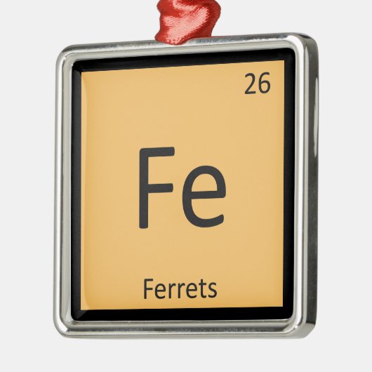 Fe – フェレット化学周期表要素 メタルオーナメント (左)