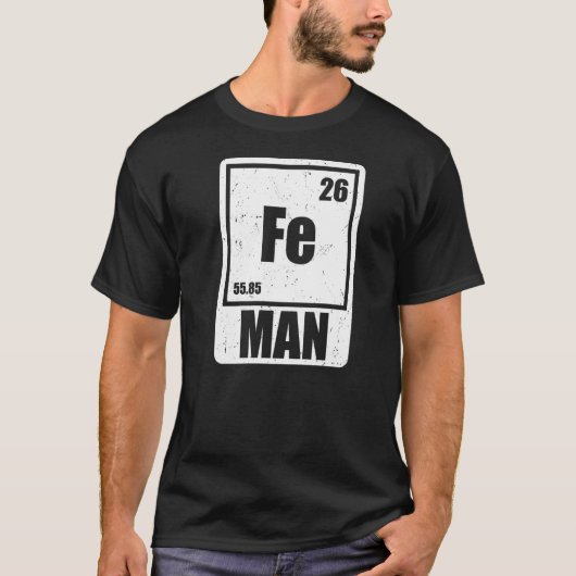 Fe Iron Science Elements化学者プレミアム Tシャツ (正面)