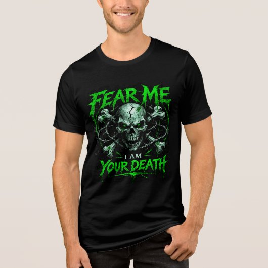 Fear Me – I Am Your Death | Gothic Skull Metal Des トライブレンドＴシャツ (正面)