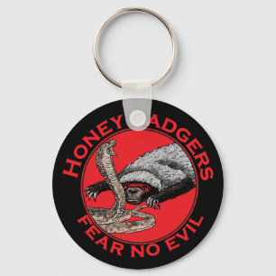 Fear no Evil Badass Honey Badger Snake Animal Art キーホルダー