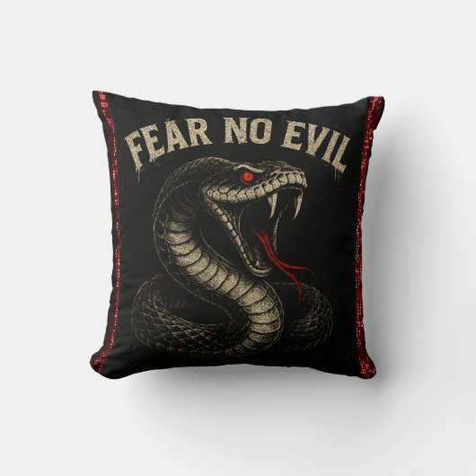 FEAR NO EVIL - Harvative Black Cobra Snake Graphic クッション (正面)