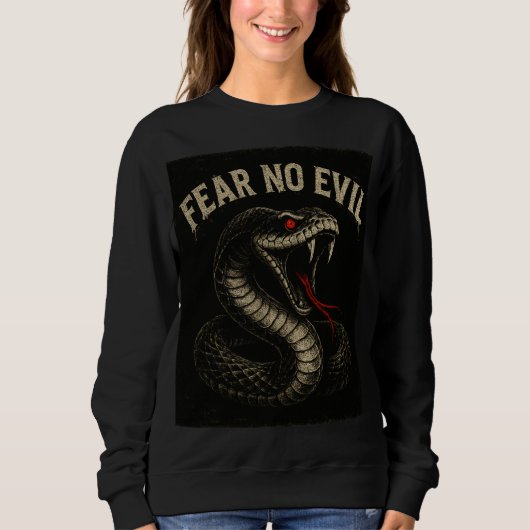 FEAR NO EVIL - Harvative Black Cobra Snake Graphic スウェットシャツ (正面)