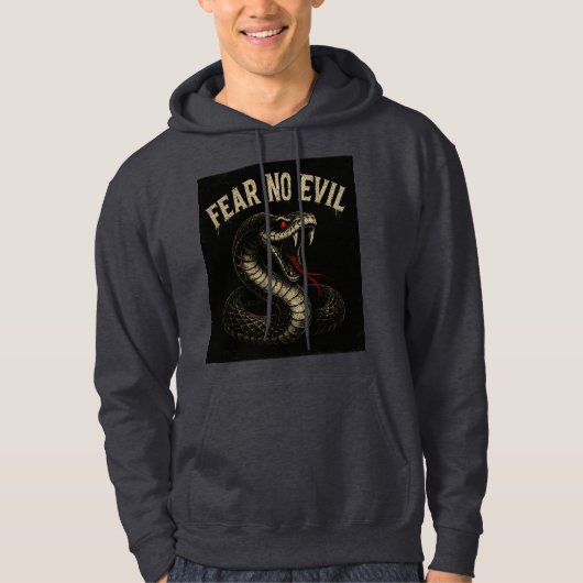 FEAR NO EVIL - Harvative Black Cobra Snake Graphic パーカ (正面)
