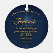 Fear Not Christmas 2026 Scripture Gold Typography メタルオーナメント (正面)