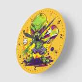  Fear the dink! Pickleball  ラウンド壁時計 (傾斜)