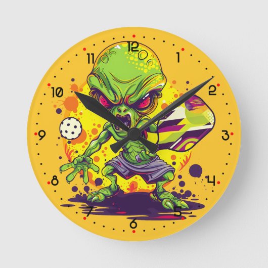  Fear the dink! Pickleball  ラウンド壁時計 (正面)
