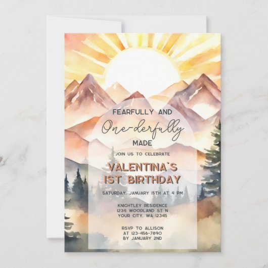 Fearfully and Onederfully Made First Birthday 招待状 (正面)