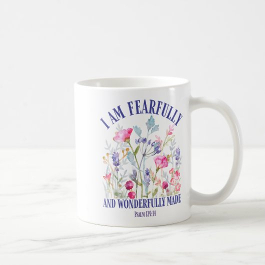 Fearfully And Wonderfully Made Floral Christian Bi コーヒーマグカップ (右)