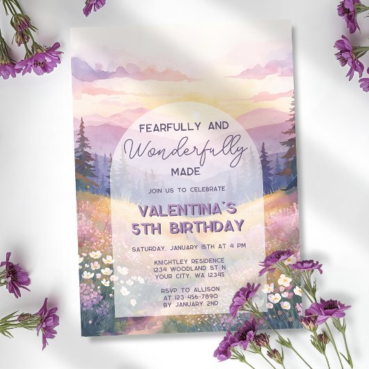 Fearfully and Wonderfully Made Girl Bible Birthday 招待状