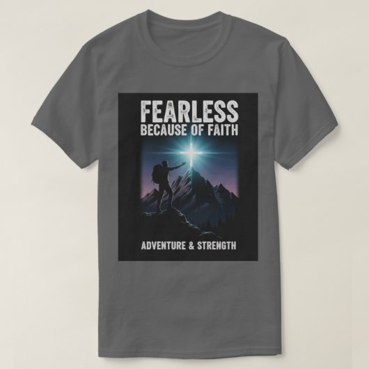  Fearless Because of Faith Christian Men’s T-Shirt Tシャツ (デザイン正面)