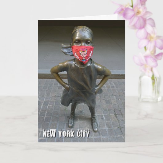 Fearless Girl w/embroided mask, NYC - V card カード (蘭)