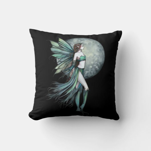 Fearless Green Fairy Fantasy Art by Molly Harrison クッション (正面)
