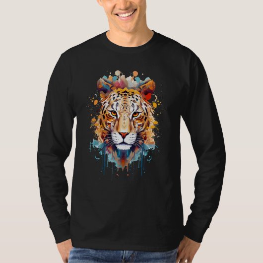 Fearless Jaguar Face Big Cat Lover Print Art Graph Tシャツ (正面)