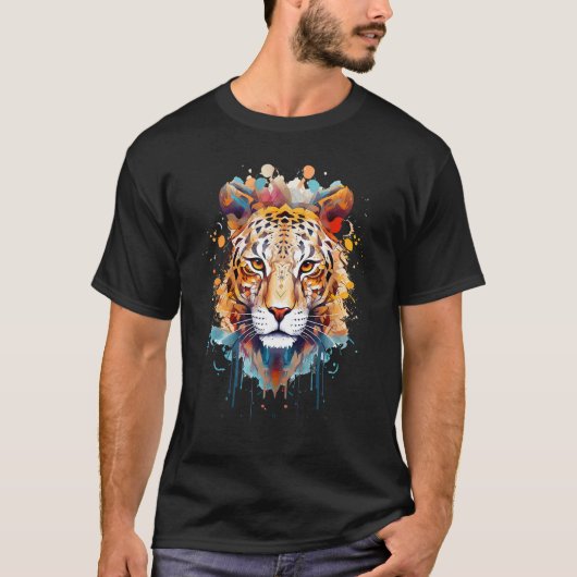 Fearless Jaguar Face Big Cat Lover Print Art Graph Tシャツ (正面)
