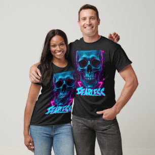 Fearless Skull   ネオン系サイバーカルチャー ストリートウェア デザイン Tシャツ