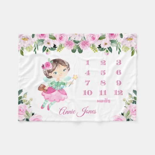 Fearyベビー名一括マイルストーン フリースブランケット (正面(横))