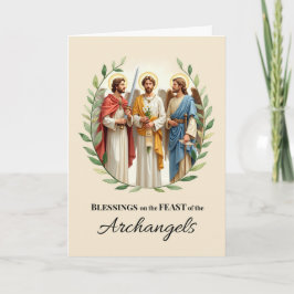 Feast Day Blessings of the Archangels Leafy Wreath カード