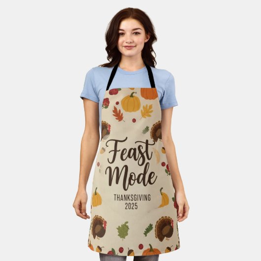 Feast Mode All-Over Print Thanksgiving Apron エプロン (着用した状態)