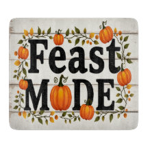 Feast Mode Thanksgiving Glass Cutting Board