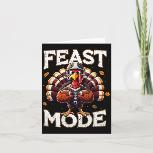 Feast Mode Turkey Vintage Football Thanksgiving Sh カード (正面)