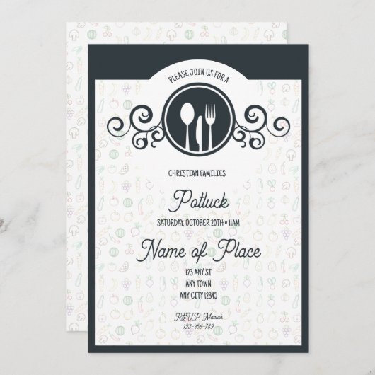 Feast of Faith Family Potluck Invitation 招待状 (正面/裏面)