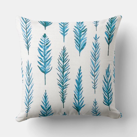 feather and fern blues pattern クッション (裏面)