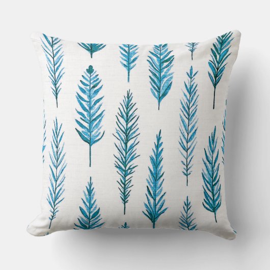 feather and fern blues pattern クッション (正面)