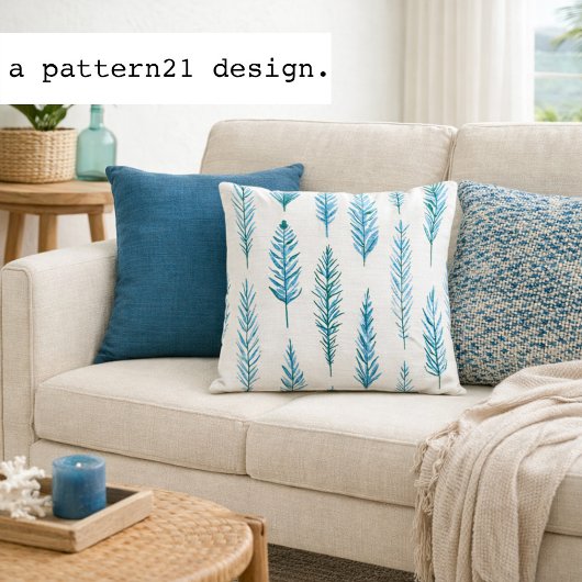 feather and fern blues pattern クッション