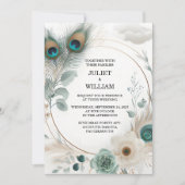 Feather Asian 素朴 Sky Cloud Peacockの結婚取得 招待状 (正面)