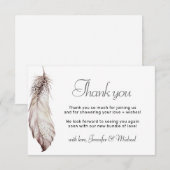 Feather Bohemian Gender Neutral Thank you 招待状 (正面/裏面)