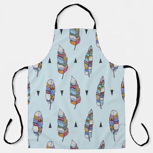 Feather hand drawn vintage pattern. Seamless boho エプロン (正面)