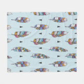 Feather hand drawn vintage pattern. Seamless boho  フリースブランケット (正面(横))