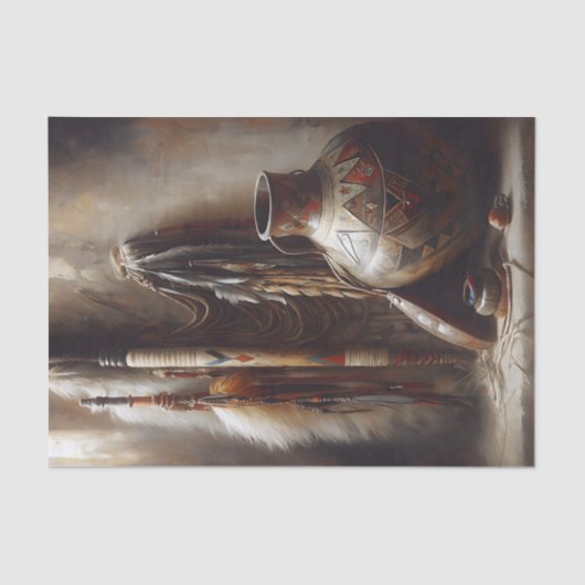 Feather Headdress & Tribal Pot Decoupage 薄葉紙 (正面)