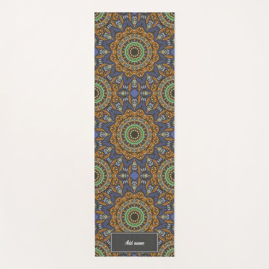 Feather of Life Mandala patternレトロ名前をカスタムする ヨガマット (正面)