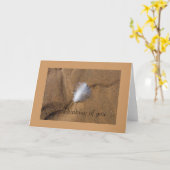 Feather on 空白の Sand 考え of You Card カード (黄色い花)