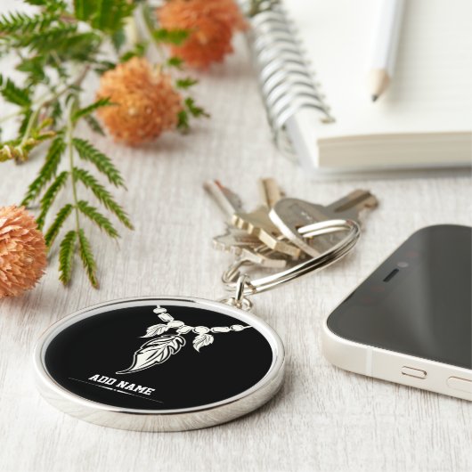 Feather Pendant Necklace for Men – Minimal Silver  キーホルダー (側面)