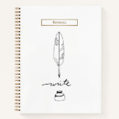 Feather Quill Custom Writing Gold Personalized ノートブック (正面)