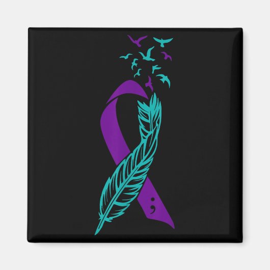 Feather Suicide Prevention Awareness You Purple Te マグネット (正面)