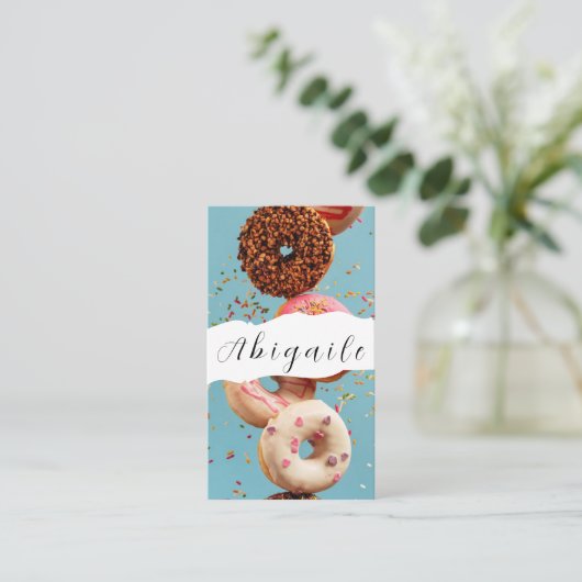 Feather Vectorシームレスヴィンテージドーナツ 名刺 (スタンド正面)