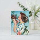 "FEATHER YOUR NEST"初期春ロビンズ'Nバラ ポストカード (スタンド正面)