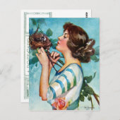 "FEATHER YOUR NEST"初期春ロビンズ'Nバラ ポストカード (正面/裏面)