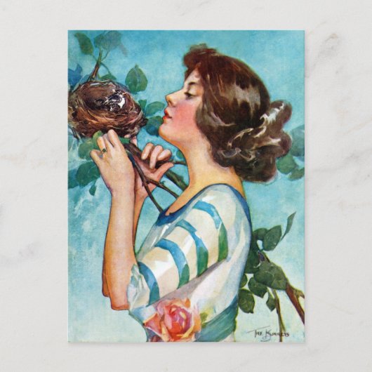 "FEATHER YOUR NEST"初期春ロビンズ'Nバラ ポストカード (正面)