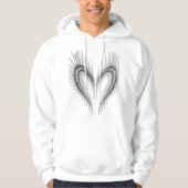 Feathered Heart Art Black Hoodie | Unique Aestheti パーカ (正面)