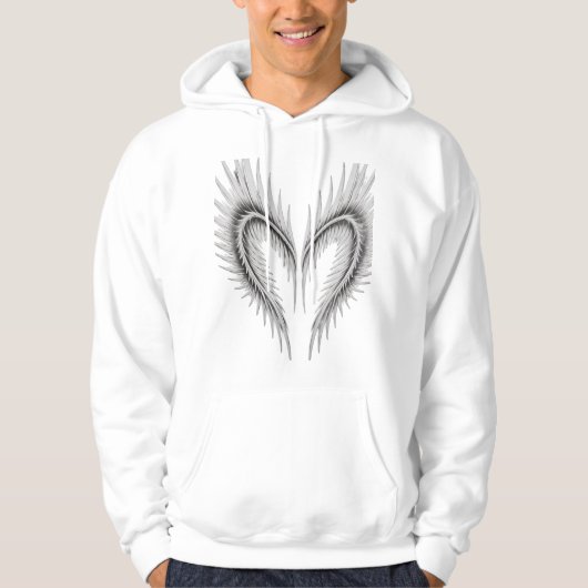 Feathered Heart Art Black Hoodie | Unique Aestheti パーカ (正面)