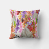 Feathers and Blooms: Rooster Among the Hollyhocks クッション (裏面)